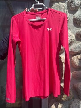 Under Armour HeatGear Fitted Long Sleeve Top Pink Size M